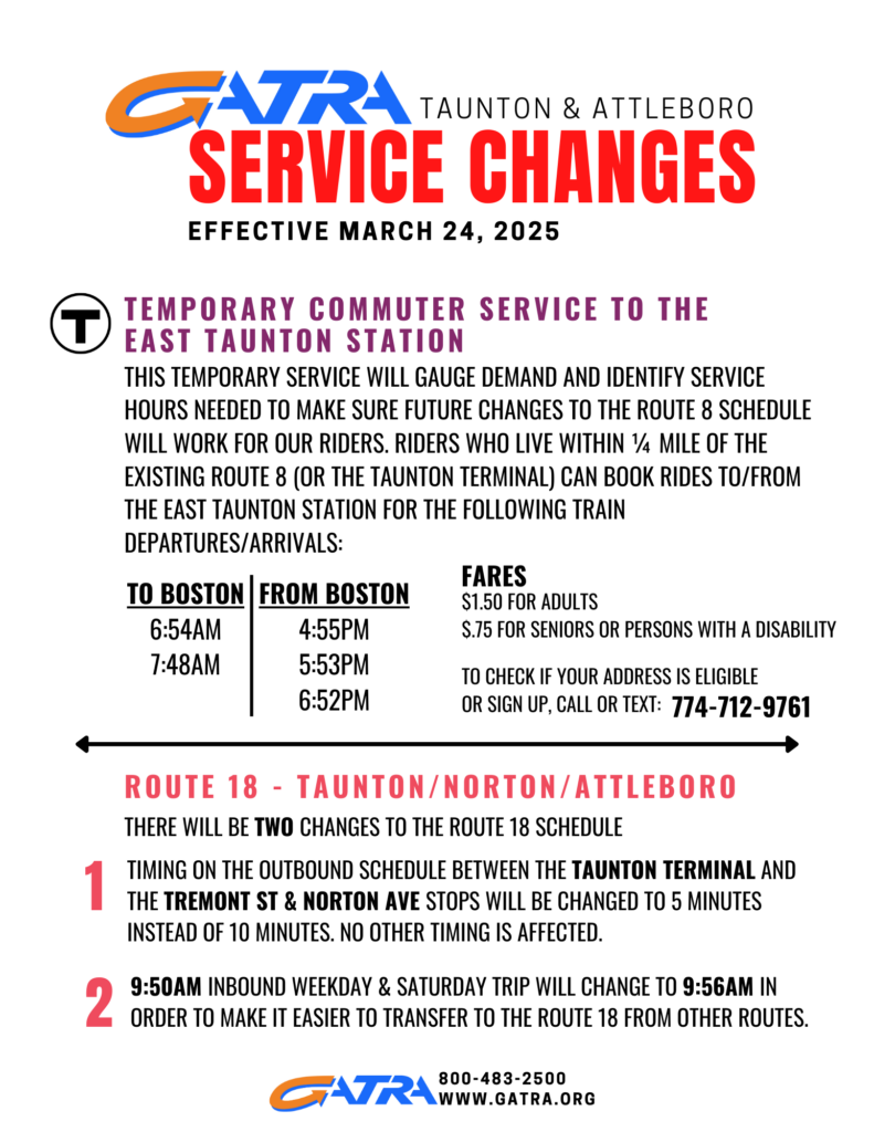 Flyer for service changes. Skip image. Plain text of service changes available below. 